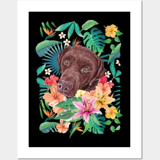 Tropical Chocolate Labrador Retriever 2 Posters and Art